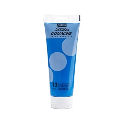 Immagine di Pébéo Studio Gouache 220 ml Pittura Professionale, Colore a Guazzo, Tempere per Paint dai Colori Opachi e Pigmentati Blu Ceruleo