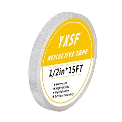Immagine di YXSF nastro riflettente bianco, 1.2cm x 4.5m autoadesivo, alta visibilità, impermeabile, fare riferimento all&#039;interno,all&#039;aperto,veicolo,marcatura e avvertimento