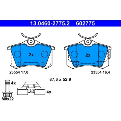 Immagine di ATE 13.0460 2775.2 Kit pastiglie freno CITROËN: C4 II Hatchback, DS4 Van / DS: Crossback