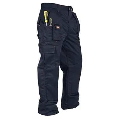 Immagine di Lee Cooper LCPNT206 Abbigliamento da lavoro Uomo Tasche multiple di facile manutenzione per ginocchiere sicurezza Pantaloni cargo lavoro, Nero, 38W / 29L