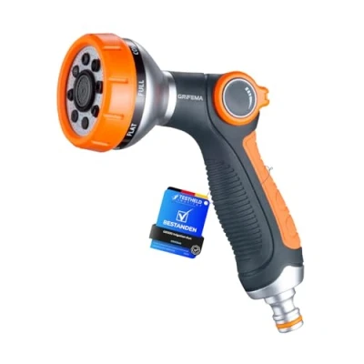 Immagine di GRIFEMA GE1303 Pistola per Irrigazione 8 Modelli Regolabili, Multifunzione con Flusso D&#039;Acqua Controllabile, Lavaggio Auto, Pulizia Cortile, Giardino, Esclusiva Amazon