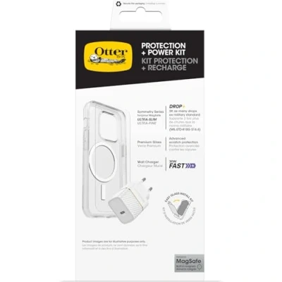 Immagine di Otterbox Protection + Power kit EU Custodia vetro di protezione caricabatterie Apple iPhone 16 Pro Trasparente, Bianco Compatibile con MagSafe