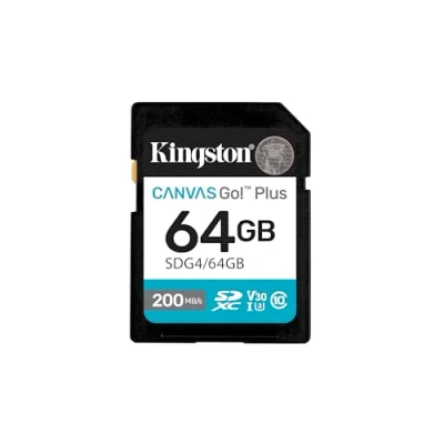 Immagine di Kingston Canvas Go Plus SDXC Scheda Di Memoria Gen4 200MB/s C10 UHS I U3 V30 64GB SDG4/64GB