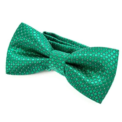 Immagine di DonDon Papillon bambino e Ragazzo Ragazzi annodato regolabile 9 x 4,5 cm verde lucido con punti d&#039;argento