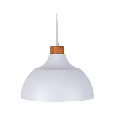 Immagine di Lampada a sospensione Envostar Kaitt, dettaglio in legno, Ø 34 cm, bianco