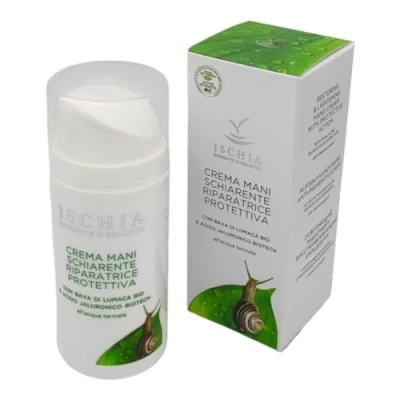 Immagine di ISB Crema Mani Schiarente Riparatrice Protettiva &quot;Bava Bio&quot; 100 ml con Bava di Lumaca Bio e Acido Ialuronico Biotech a basa Acqua Termale dell&#039;isola d&#039;Ischia