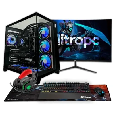 Immagine di NitroPC Pack Diamond Plus Computer gaming completo (Intel i7 13700K 16/24 5.2GHz, RTX 3060 12GB, RAM 32GB, M2 2TB, Windows 11, RGB WiFi, monitor 27&quot;, tastiera, mouse, cuffie) PC fisso