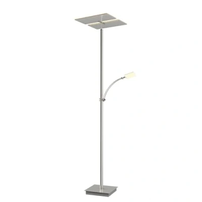 Immagine di lampada LED da terra &#039;Parthena&#039; dimmerabile (Moderno) colore Grigio, in Metallo ad es. Soggiorno &amp; Sala pranzo (3 luci, lampadina inclusa) di Lucande a pavimento,