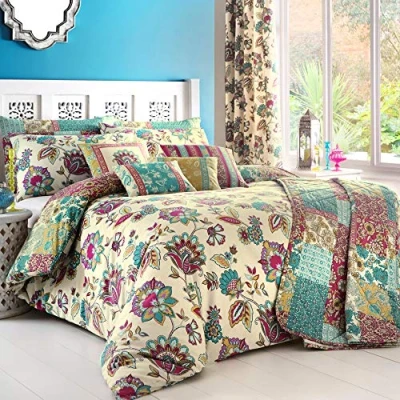 Immagine di Dreams n&#039; Drapes, Biancheria per letto King size, incl. Copripiumino Matrimoniale e federe, Multicolore (Teal)