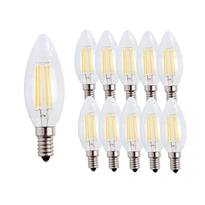 Immagine di Lampadine a Candela LED E14, 4W Lampada Filamento, Bianca Calda 2700K, 400 Lumen, Equivalenti 40W, 360 Angolo Luminoso, Non Dimmerabile, 10 Pezzi