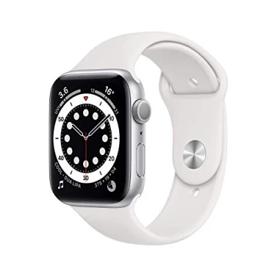 Immagine di Apple Watch Series 6 (GPS, 44MM) Cassa in Alluminio Argento con Cinturino Sport Bianco (Ricondizionato)