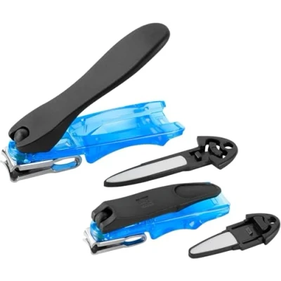 Immagine di ZWILLING Set di tagliaunghie, 2 pezzi con tagliente leggermente curvo e lima per unghie integrata, extra affilato in 80 mm 100 mm, blu