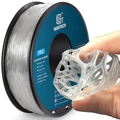 Immagine di GEEETECH Filamento TPU 1,75 mm +/ 0,02 per stampante 3D, 1 kg spool Trasparente