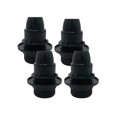Immagine di HALOTEC Pack di 4 Portalampade con Attacco E14 filettatura e Anello Fissaggio per Paralume Nero Colore