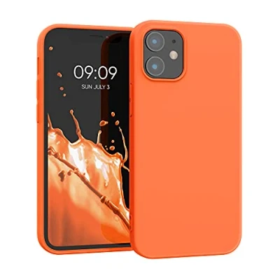 Immagine di kwmobile Custodia Compatibile con Apple iPhone 12 mini Cover Back Case per Smartphone in Silicone TPU Protezione Gommata arancione fluorescente