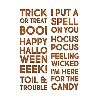 Immagine di Sizzix Set di Fustelle Thinlits 9PK Bold Text Halloween da Tim Holtz 665995 Capitolo 3 2022, Plastica Carta, Testo in Grassetto, One Size