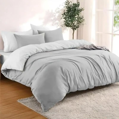 Immagine di Dreamzie Una Piazza e Mezza 155x220 cm con 2 Federe 80x80 Grigio Chiaro/Bianco Set Copripiumino
