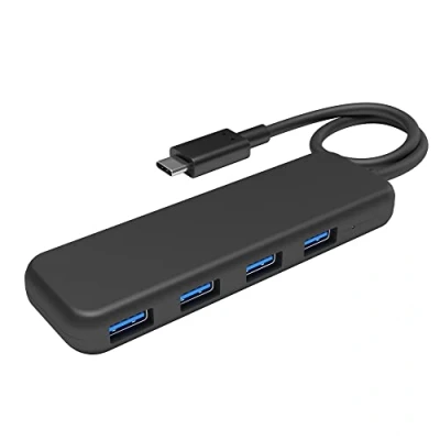 Immagine di KabelDirekt Hub USB e Adattatore, connettore C, 4 Porte 3.0 (Design Sottile, per più collegamenti a PC/Tablet/Smartphone, Compatibile con MacBook, SuperSpeed 5 Gbit/s, Nero)