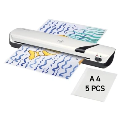 Immagine di GBC Inspire+ Plastificatrice A3 con Tempo di Riscaldamento 4 Minuti e Leva Rilascio Anti Inceppamento, Include una Confezione da 5 Pouch, Plastificazione a Caldo Freddo Bianco (4410032)