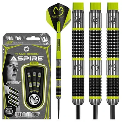 Immagine di WINMAU Michael Van Gerwen MvG Aspire Freccette Steeltip in tungsteno Set 23g con Prism Voli e Alberi Nylon (Steli)