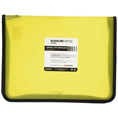 Immagine di Grafoplas 4800660 Cartella portadocumenti con chiusura a zip, formato A4, colore: giallo