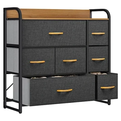 Immagine di YITAHOME Cassettiera in tessuto, armadietto con 7 cassetti, per Corridoio, vano contenitore soggiorno, camera da letto, cameretta dei bambini, grigio profondo