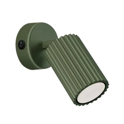 Immagine di SOLLUX lighting Lampada Da Parete Applique In Alluminio 1 Paralume Con Interruttore 8 x 16 cm Karbon Verde Oliva