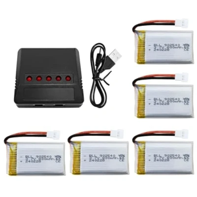 Immagine di 5PCS 3.7V 800mAh Batteria al litio con caricatore 5 in 1 per MJX X708W X709 UDI U45 U45W U42 U42W E32HW Syma X5C X5SC X5SW H5C V931 S5C SS40 FQ36 T32 T5W H42 drone telecomando