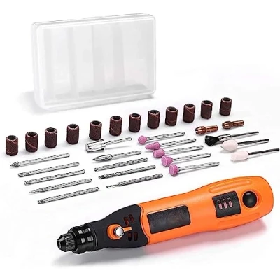Immagine di Mini utensile multifunzione, batteria agli ioni di litio da 3,7 V, con 3 impostazioni velocità variabile e 31 accessori