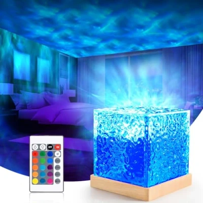 Immagine di SUPPOU Onde proiettore Stelle Soffitto, Luce Notturna Bambini con Telecomando&amp;, soffitto Rotante Graduale a 16 Colori, Lampada Aurora Boreale è un Regalo Speciale