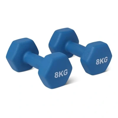 Immagine di Amazon Basics manubri neoprene set con supporto, 8 kg, Acqua