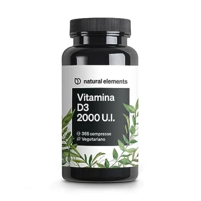 Immagine di Vitamina D3 2000 U.I. 365 compresse per le ossa e il sistema immunitario Integratore D ad alto dosaggio, senza additivi inutili prodotto testato in laboratorio Germania