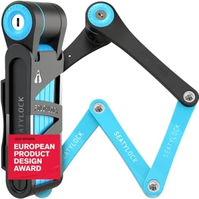 Immagine di FoldyLock Lucchetto compatto pieghevole per bicicletta, pluripremiato, leggero, ad alta sicurezza, antifurto, con chiave e custodia, 85 cm