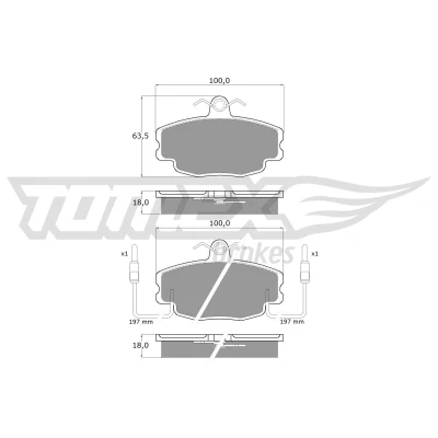 Immagine di TOMEX brakes TX 10 48 Kit pastiglie freno Assale anteriore Con contatto segnalazione usura RENAULT: Super 5 Hatchback, CLIO 1, 19 II Chamade