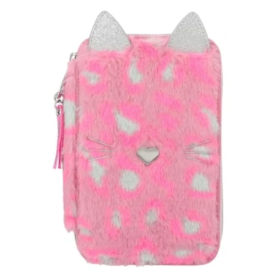 Immagine di Depesche Selvaggio 12787 TOPModel Wild Astuccio a 3 Scomparti in Rosa, con Naso Cuore e Motivo Macchie, matite Colorate, Righello, Forbici Molto Altro, Multicolore