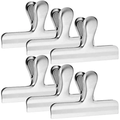 Immagine di YuCool 6pz Mollette Chiudi Sacchetti cucina, in Acciaio Inox Mantieni Cibo Fresco per Biscotti caffè, cibo, pane, casa, ufficio,argento