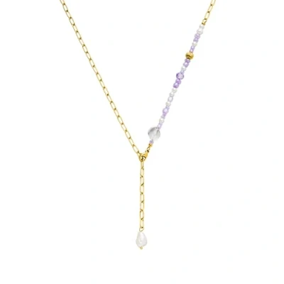 Immagine di Collana Aina PURELEI® (oro), donna in acciaio inossidabile e resistente, Gioielli waterproof di tendenza con mix perline, lunghezza regolabile 50 cm (Oro)