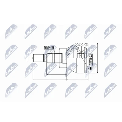 Immagine di NTY NPZ PL 023 Kit Giunto Omocinetico Trasmissione automatica, Cambio manuale Assale anteriore Sx, Dx OPEL: Astra J Hatchback