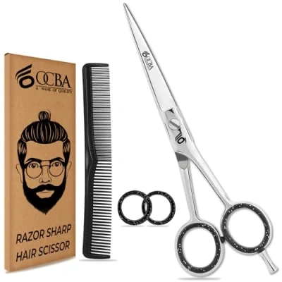 Immagine di OCBA Forbici Parrucchiere Professionali 6Pollici capelli Acciaio Inossidabile per Taglio di adatto Uomini e Donne (Forbice argento)