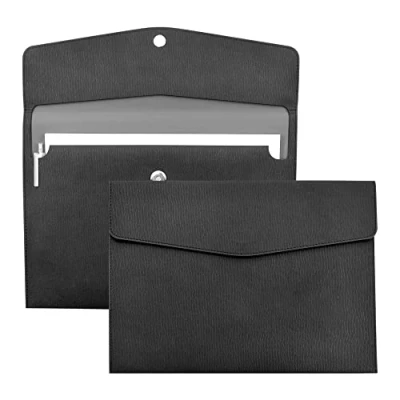 Immagine di VANRA 1 cartella portadocumenti in pelle PU, formato A4, organizer per documenti, con chiusura magnetica, colore nero