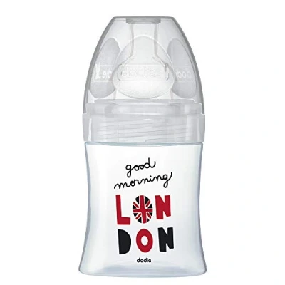 Immagine di Dodie, Biberon Anticolica Sensation+, in Vetro, Londra, 150 ml, da 0 a 6 mesi, Tettarella Piatta, Flusso Lento, Pezzi