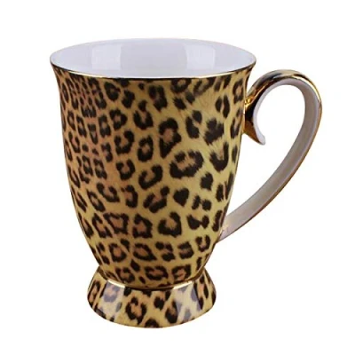 Immagine di YBK Tech Tazza da tè in porcellana, 260 ml, per casa, cucina, ufficio (stampa leopardata)