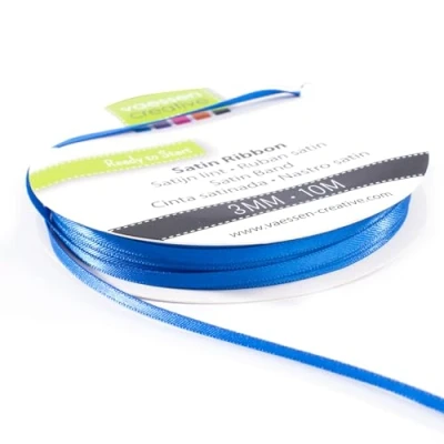 Immagine di Iris Ohyama Ribbon Lyon Wired Nastro di Raso, Blu, 3 mm x 10 m