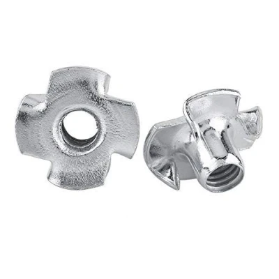 Immagine di Dado a T in Acciaio al Carbonio Zincato M3/M4/M5/M6/M8 Dadi 4 Punte per Mobili Legno Inserti Blindati Ragno Metallo Placcato Zincato(M4x50)