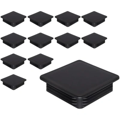 Immagine di SKIR&#039;CO tappi quadrati in plastica, 100 x mm, per tubi opachi, inserti quadrati, pali recinzioni, colore nero RAL 9005, 12 pezzi