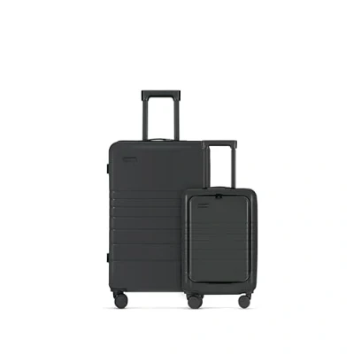 Immagine di ETERNITIVE Set di 2 Valigie Rigide Piccola e Grande I da Viaggio in ABS Dimensioni: 55 &amp; 75,5 cm con Lucchetto TSA Ruote a 360 Leggero Durevole Grafite