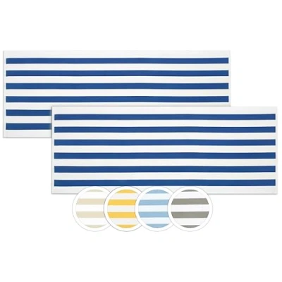 Immagine di ZOLLNER 2 Teli da Mare Asciugamani Bagno Resistenti e assorbenti in 70x180 cm Lavabile a 95C Cotone Design Righe Blu Bianche Certificato Oeko Tex (R)