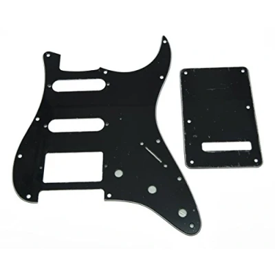 Immagine di KAISH Battipenna a 11 fori ST/Stratocaster HSS con piastra posteriore ST Tremolo Trem copertura per USA/Messico Stratocaster/Stratocaster nero 3 strati