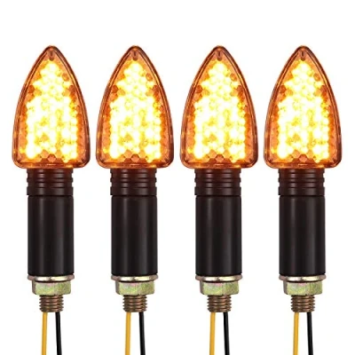 Immagine di PROZOR 4Pz Indicatori di Direzione da Moto Omologati E24 Frecce a 15 LED Impermeabili Luci Universale con Filettatura M10 per Scooter Cruiser Off Road Luce Ambra