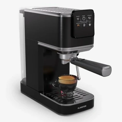 Immagine di Klarstein SteelPresso Touch Slim Macchina per Caffè 20 Bar, 1350W, Serbatoio 1,2L, Beccuccio a Vapore, Display Touch, Acciaio Inox, Nero, Espresso